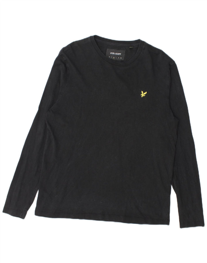 Lyle & Scott Camiseta masculina de manga comprida de algodão preto médio