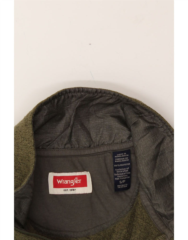 WRANGLER Womens Zip Neck Sweatshirt Jumper UK 10 Small Khaki Flecked Vintage Wrangler and Second-Hand Wrangler from Messina Hembry 