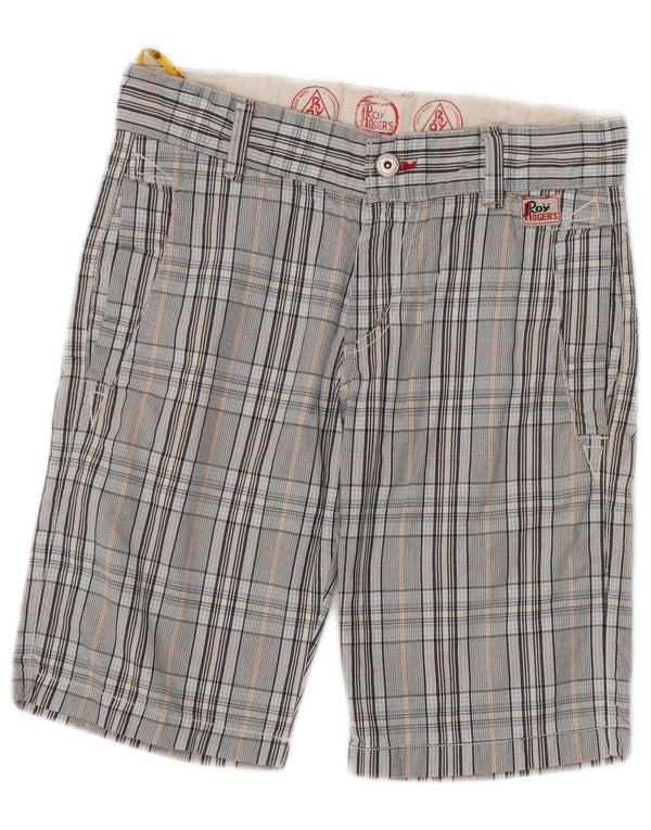 ROY ROGERS Meninos Chino Shorts 11-12 anos W26 Algodão xadrez azul