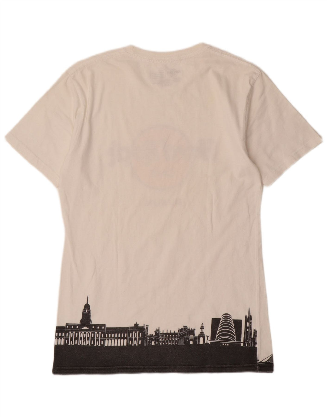 Camiseta masculina Hard Rock Cafe Dublin com estampa gráfica de algodão branco médio
