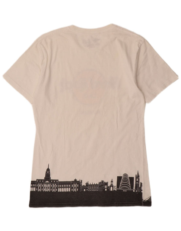 Camiseta masculina Hard Rock Cafe Dublin com estampa gráfica de algodão branco médio