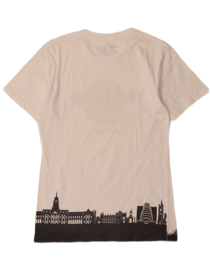 Camiseta masculina Hard Rock Cafe Dublin com estampa gráfica de algodão branco médio