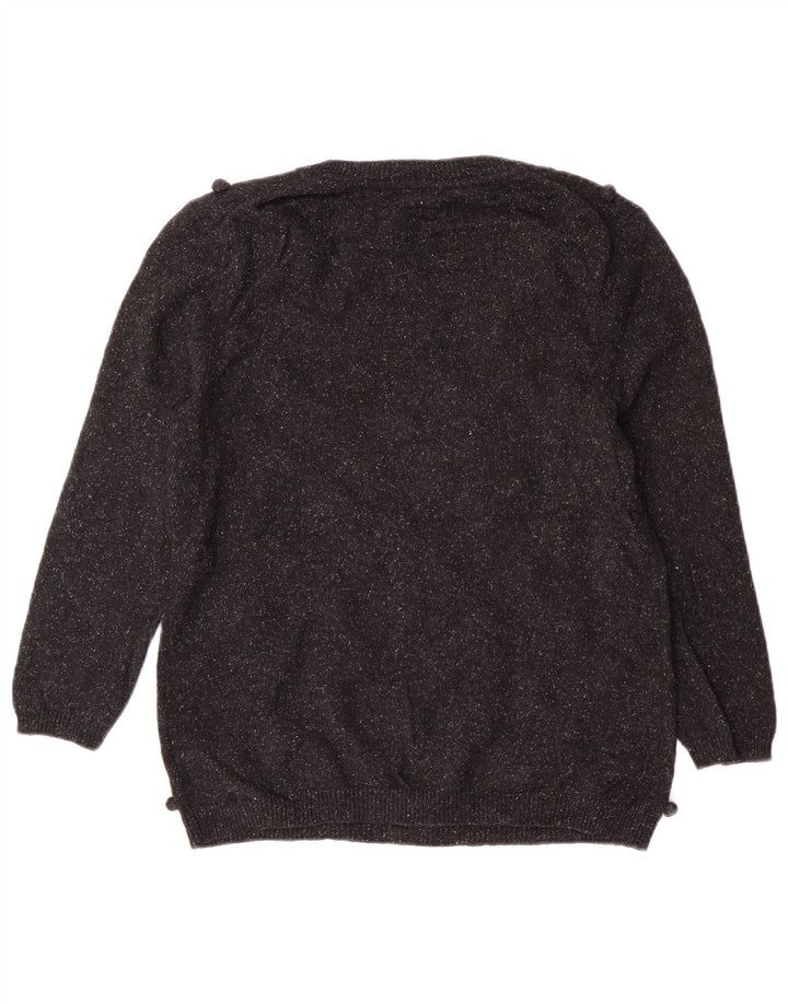 Suéter feminino Hobbs com gola canoa e gola redonda Reino Unido 14 médio de lã preta clássico