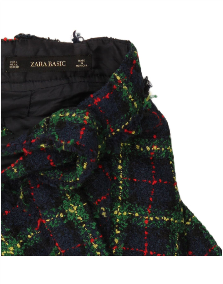 Zara Macacão feminino saia grande W34 xadrez azul marinho
