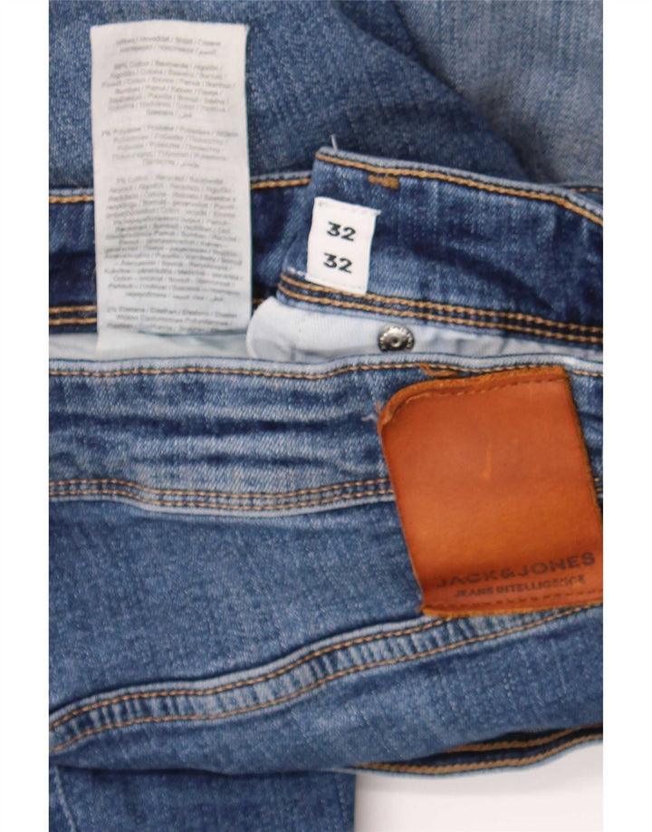 Jack & Jones Masculino GLENN Slim Jeans W32 L32 Azul Algodão