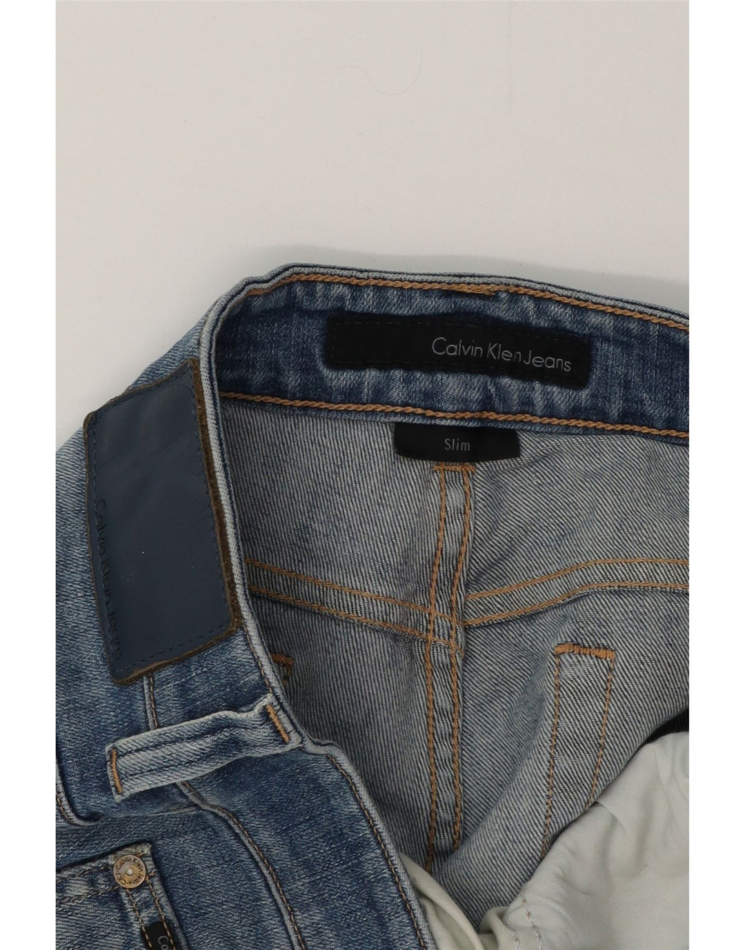 Calça jeans slim masculina CALVIN KLEIN desgastada W34 L30 azul