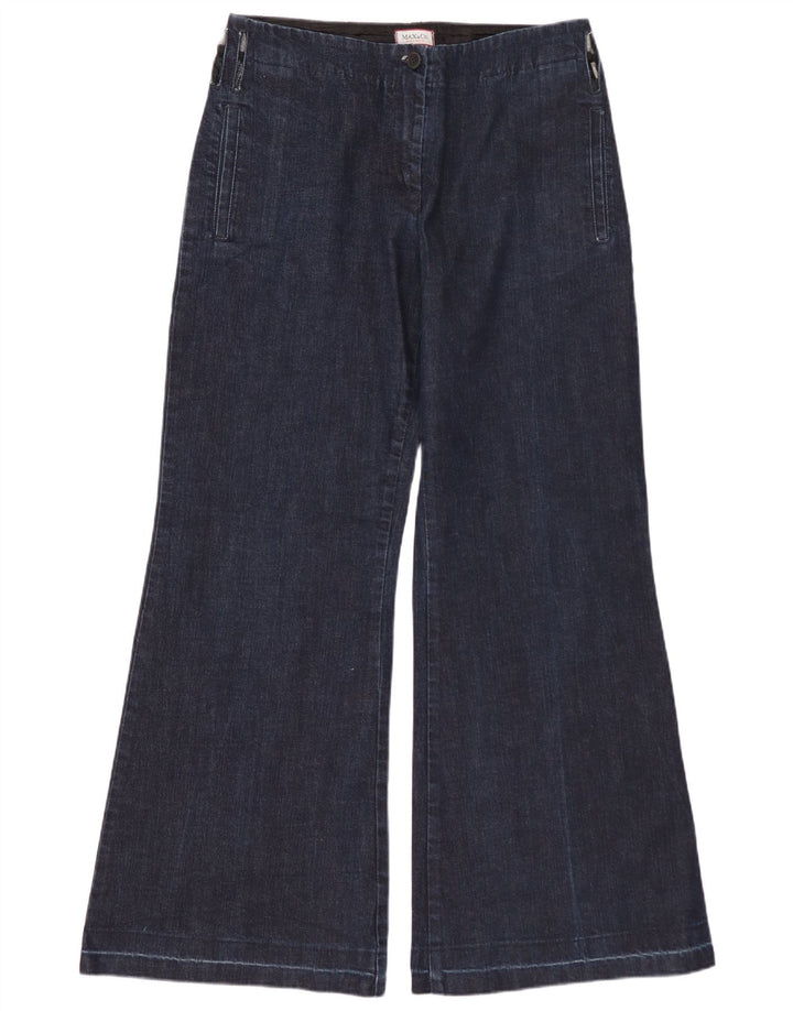 Jeans feminino de perna larga Max & Co. W28 L28 azul marinho