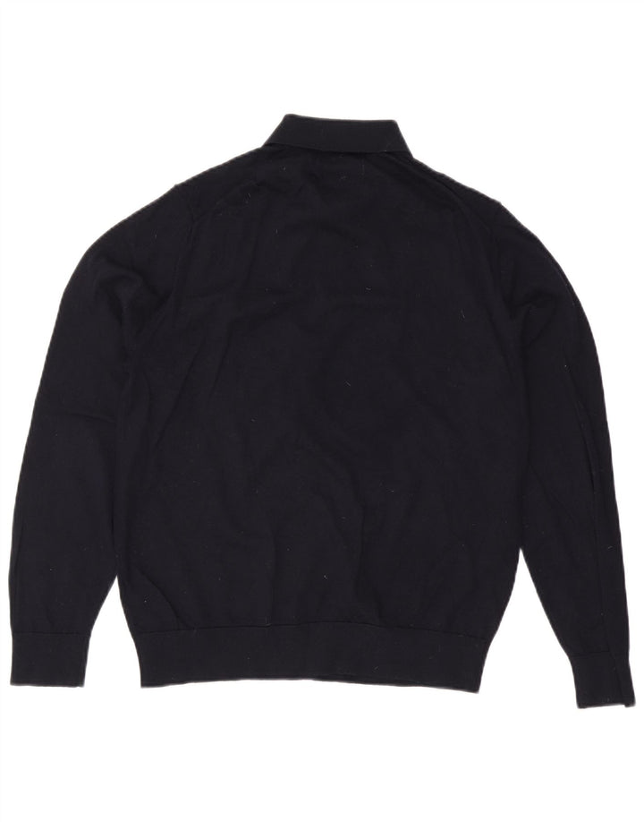 Suéter masculino Marks & Spencer Autograph Polo com gola grande azul marinho