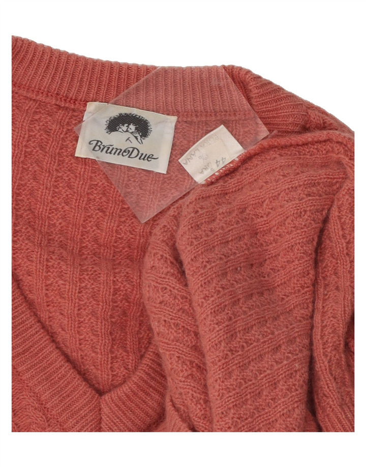 VINTAGE Womens V-Neck Jumper Sweater EU 44 XL Pink Virgin Wool Vintage Vintage and Second-Hand Vintage from Messina Hembry 