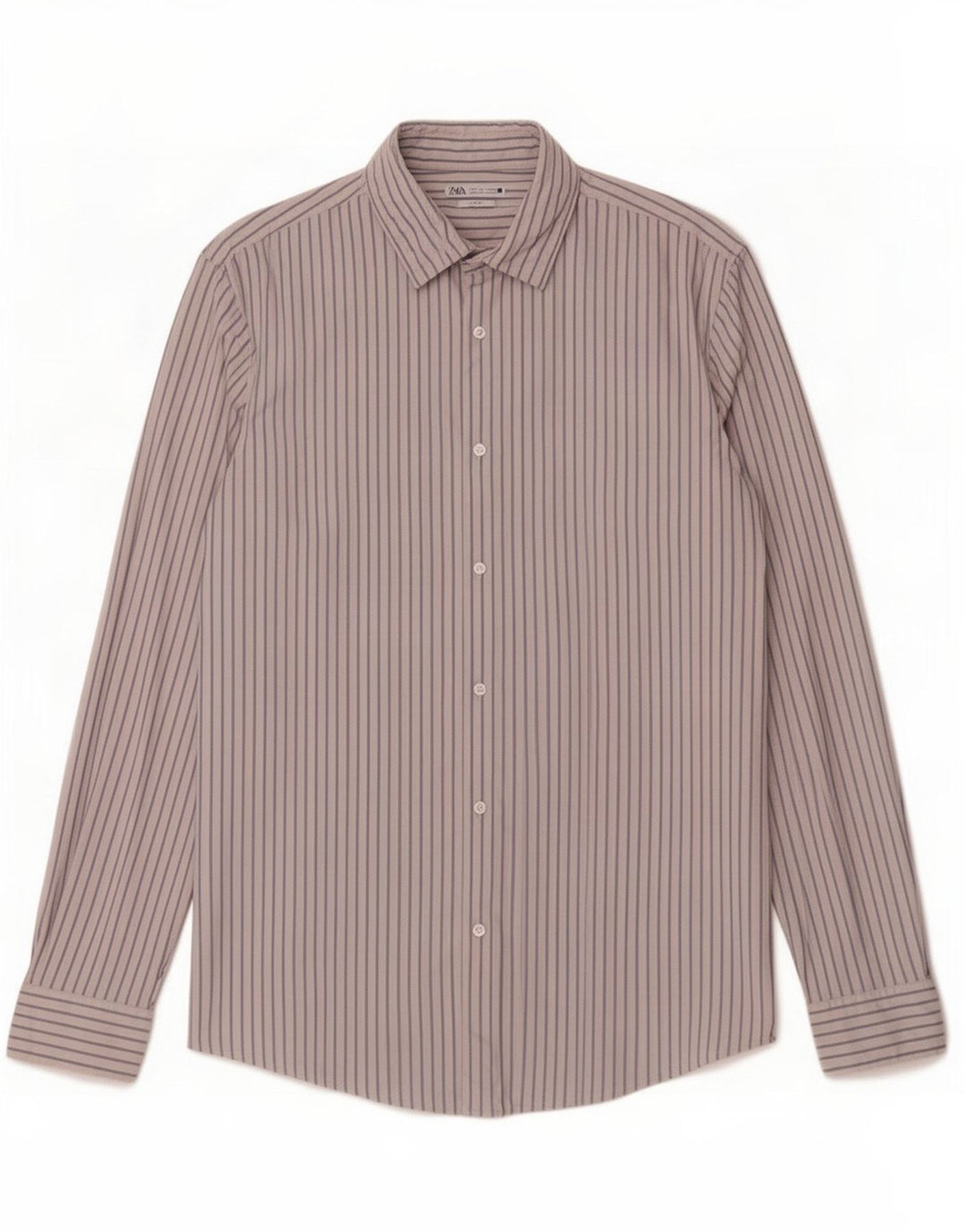 Camisa masculina Zara Slim Fit grande listra branca
