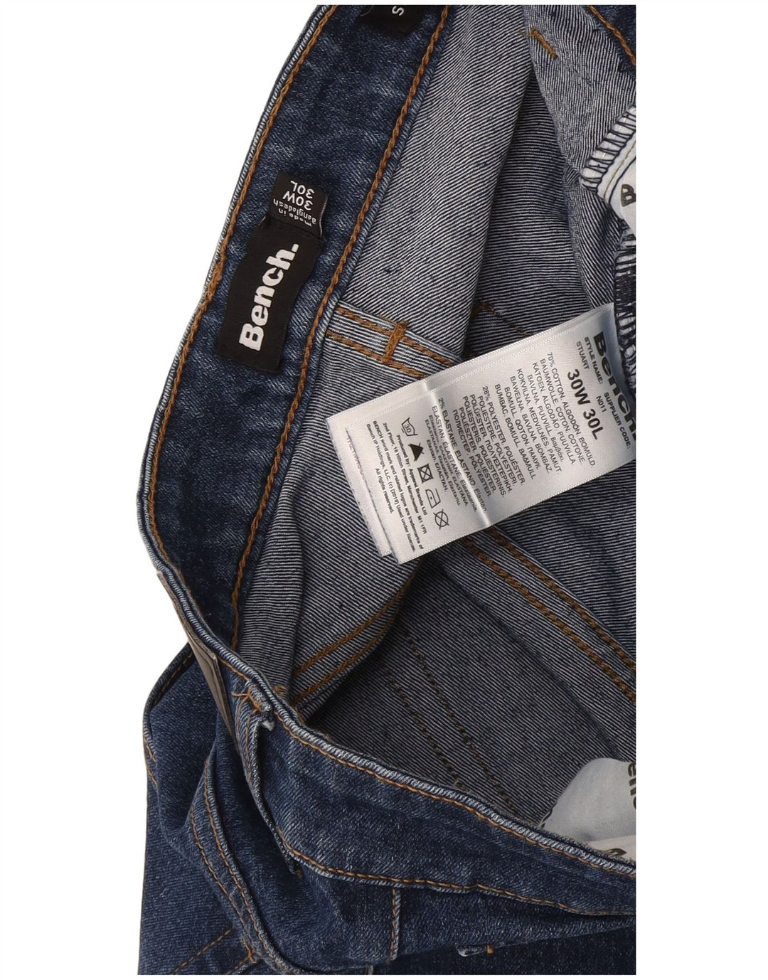 Banco Masculino Straight Jeans W30 L30 Azul Marinho Algodão