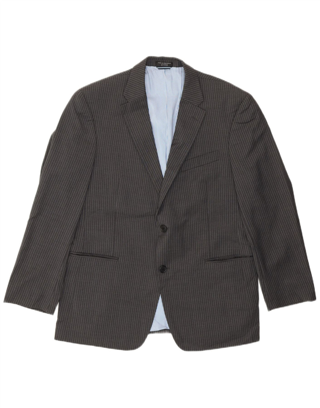 Jaqueta blazer masculina Tommy Hilfiger com 2 botões Reino Unido 40 grande lã listrada cinza