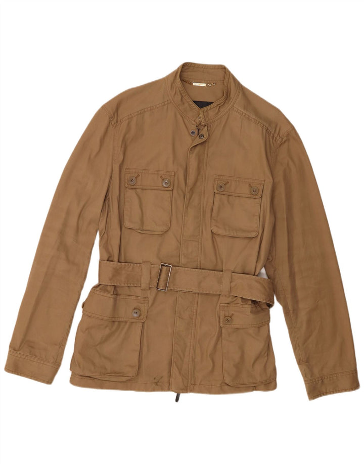 Jaqueta utilitária masculina Zara UK 42 XL algodão bege