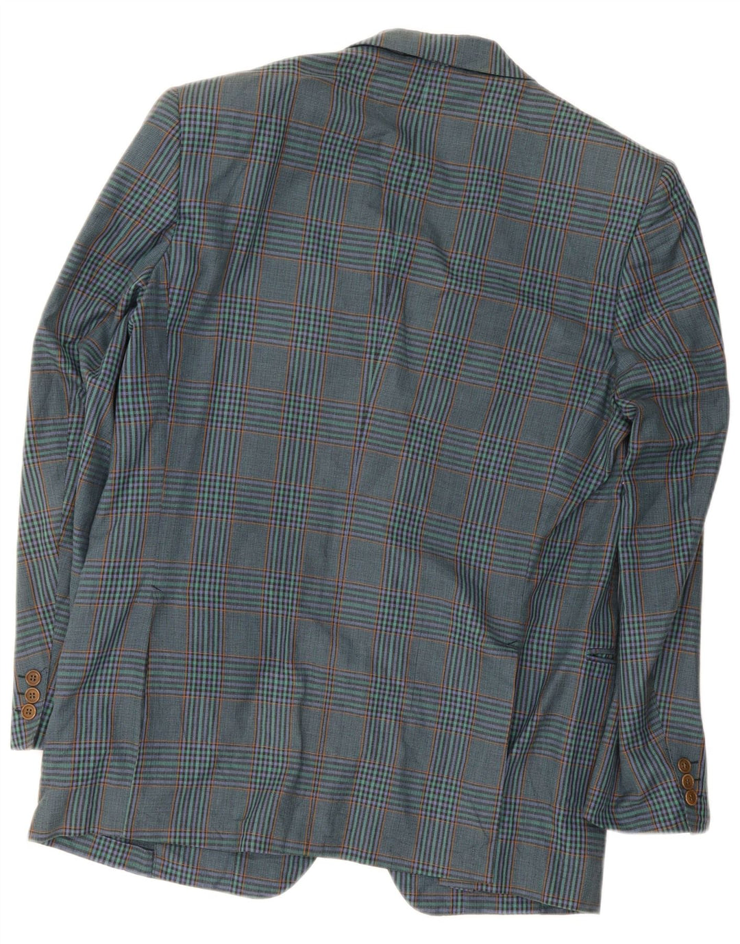 Jaqueta blazer masculina vintage com 2 botões IT 52 grande algodão xadrez azul marinho