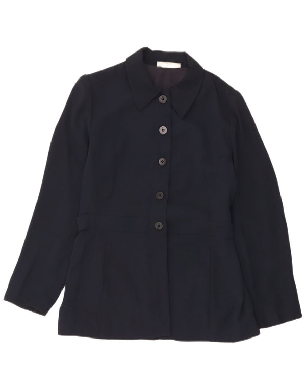 Jaqueta blazer feminina Zara com 5 botões EU 42 grande azul marinho rayon