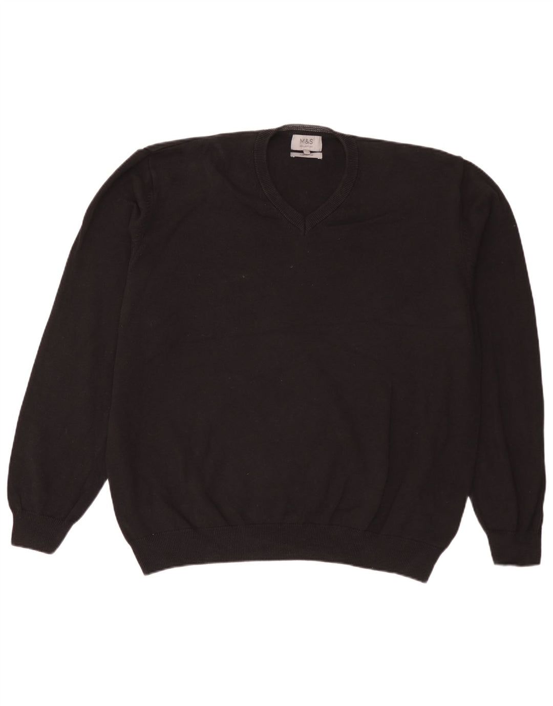 Suéter masculino Marks & Spencer com decote em V 3XL algodão preto