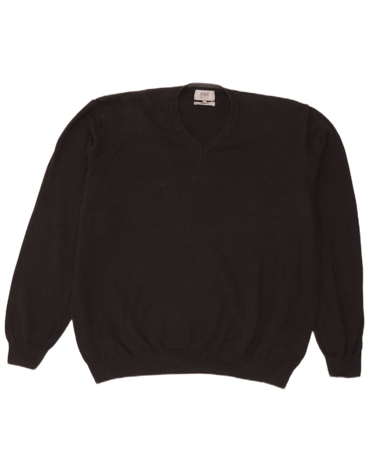 Suéter masculino Marks & Spencer com decote em V 3XL algodão preto