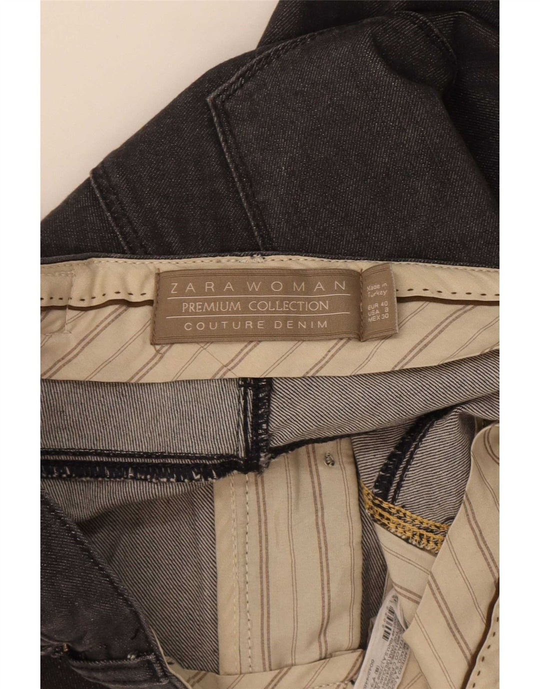 Calça jeans reta feminina Zara EU 40 médio W30 L30 algodão preto