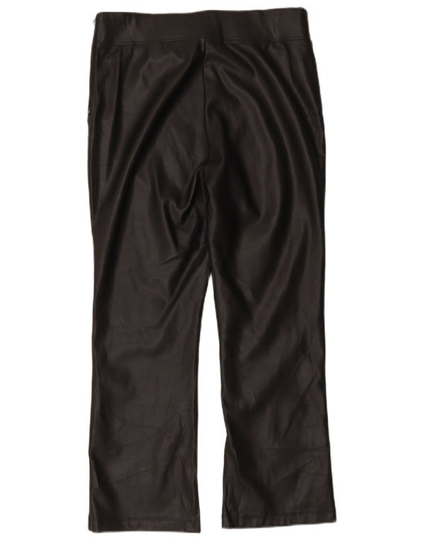 Calça feminina de couro sintético de cintura alta Marks & Spencer Reino Unido 16 grande W34 L27