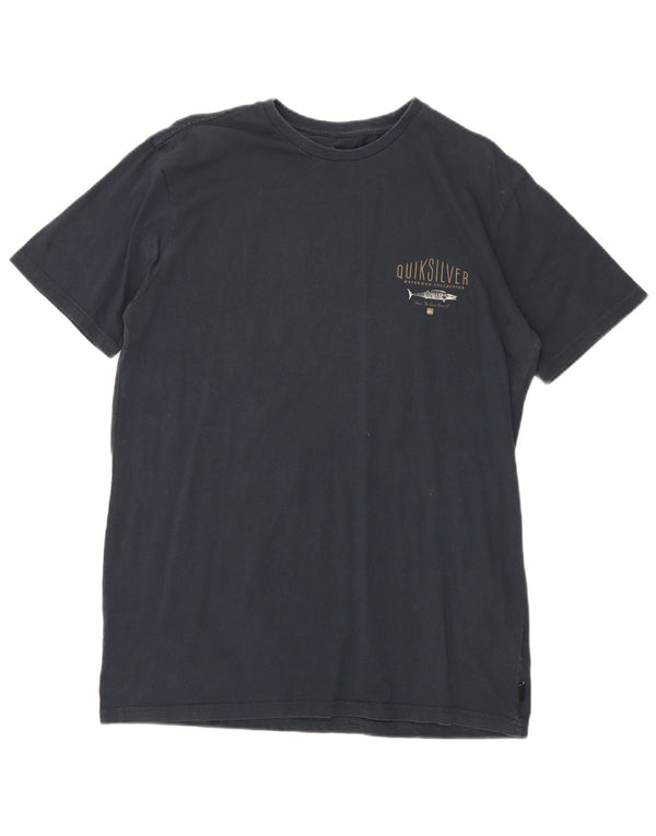 Camiseta masculina Quiksilver Regular Fit com estampa gráfica grande de algodão azul marinho