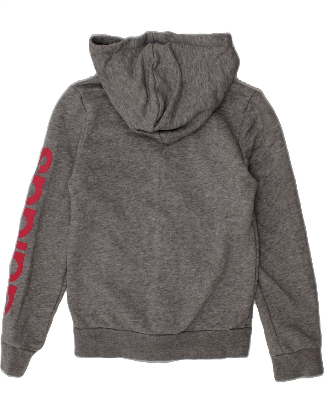 ADIDAS Girls Graphic Zip Hoodie Sweater 7-8 Years Grey Cotton Vintage Adidas and Second-Hand Adidas from Messina Hembry 