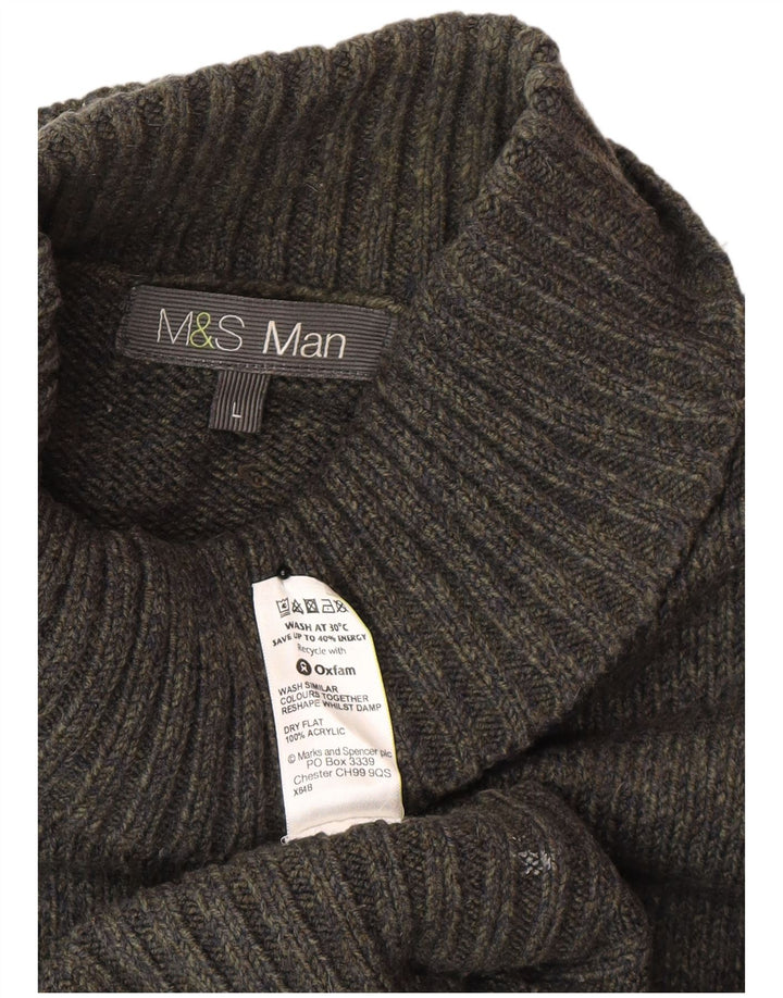 Suéter masculino Marks & Spencer com gola redonda, acrílico verde grande