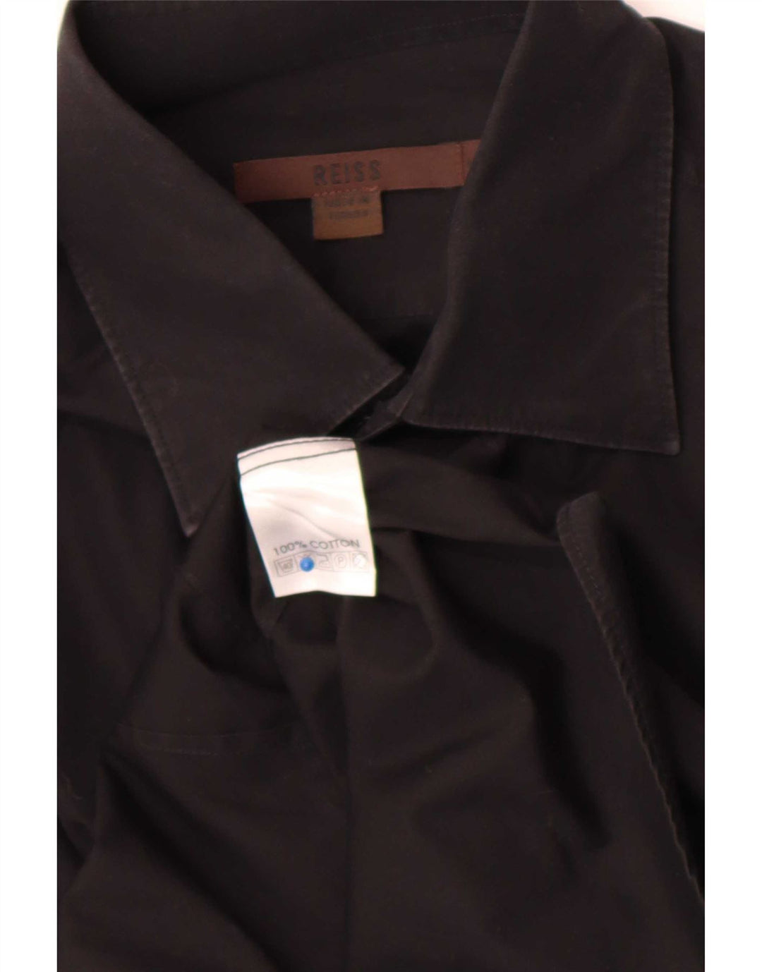 Camisa masculina Reiss de algodão preto médio