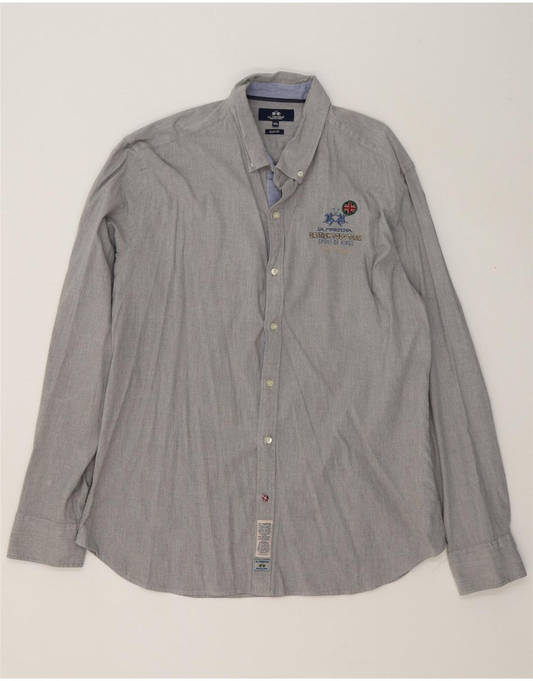 Camisa masculina Slim Fit La Martina 2XL algodão cinza