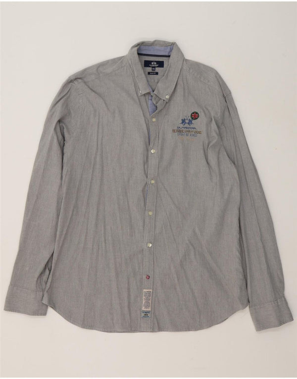 Camisa masculina Slim Fit La Martina 2XL algodão cinza