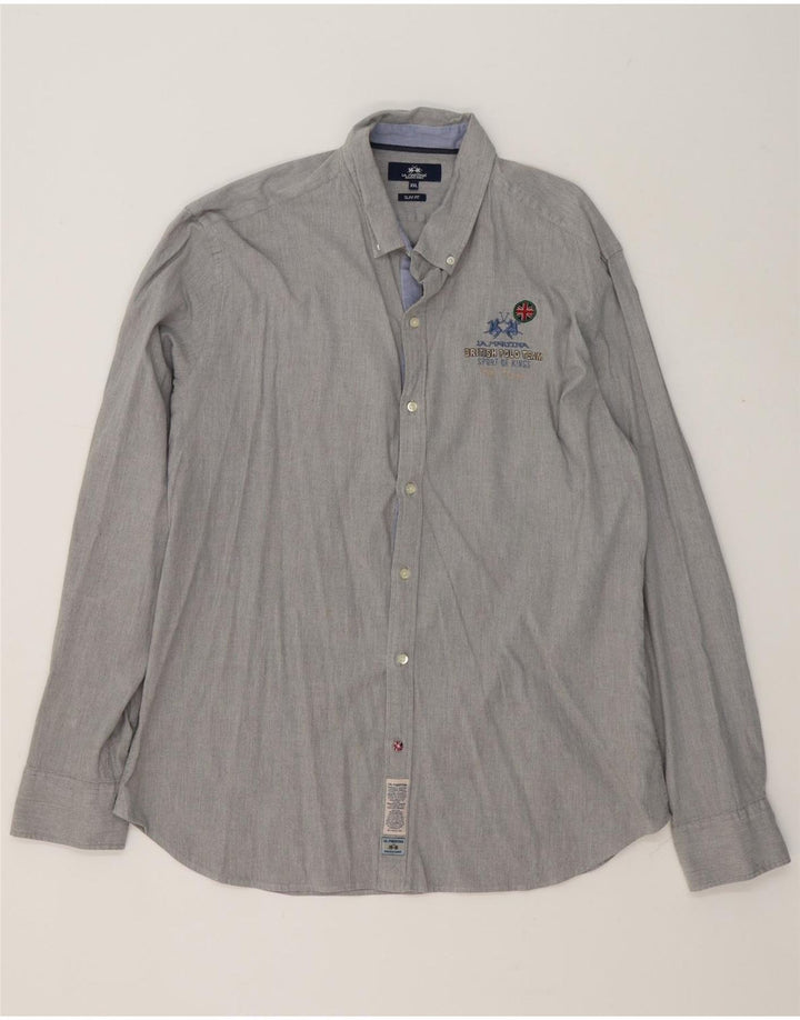 Camisa masculina Slim Fit La Martina 2XL algodão cinza