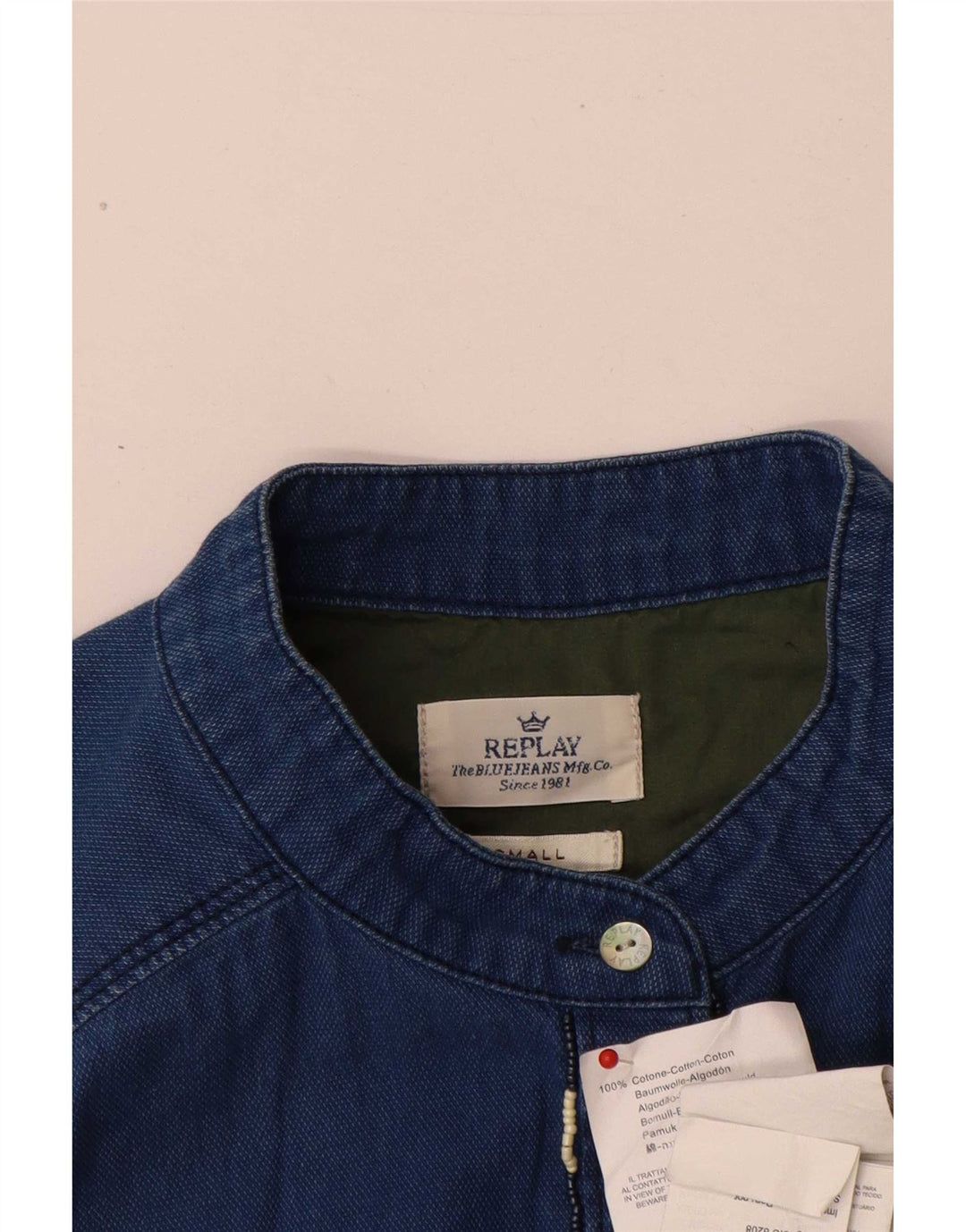 Camisa feminina Replay UK 10 algodão azul pequeno