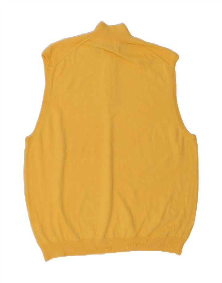 IZOD Mens Sleeveless Zip Neck Jumper Sweater Large Yellow Cotton Vintage Izod and Second-Hand Izod from Messina Hembry 