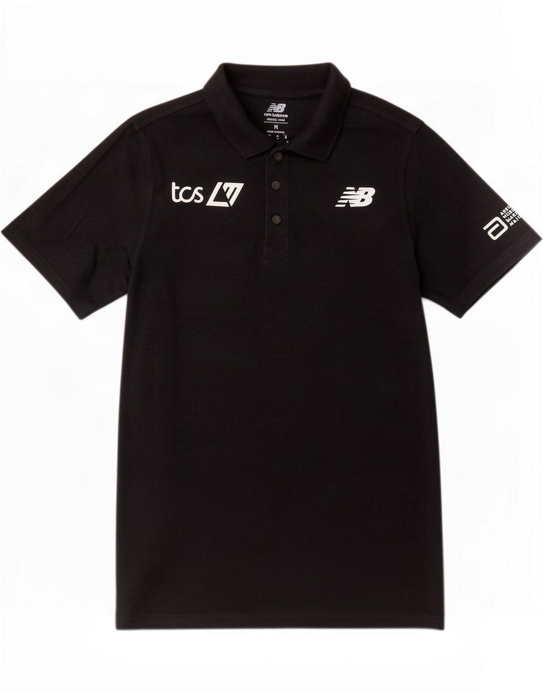Camisa pólo gráfica masculina New Balance algodão preto médio