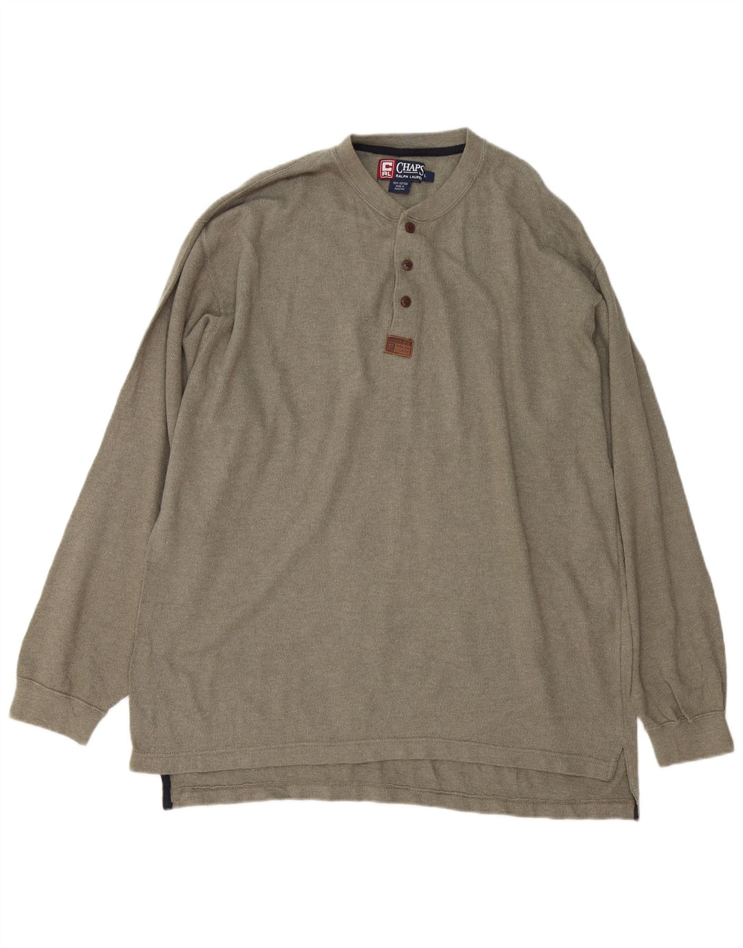 Chaps Ralph Lauren Top masculino de manga comprida grande algodão cáqui