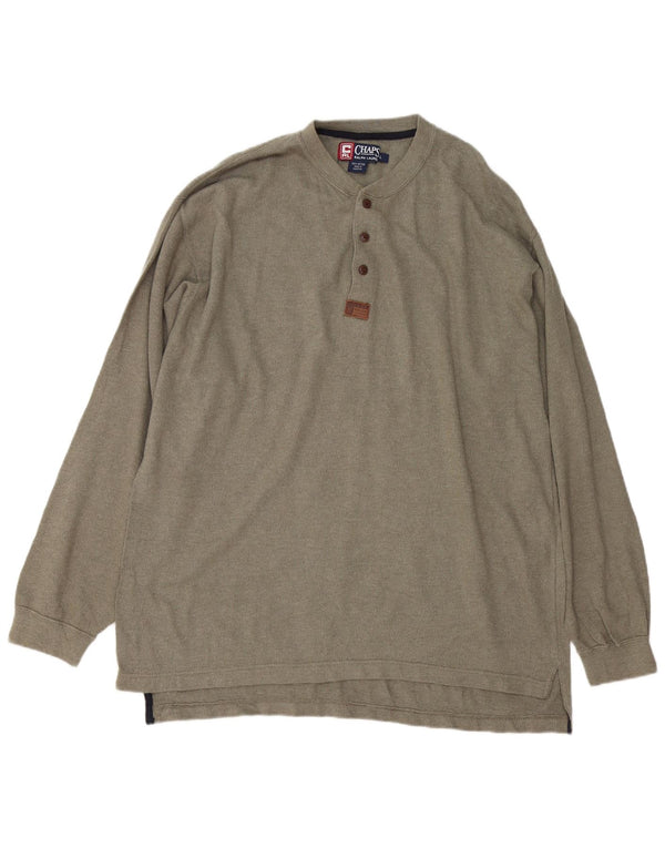 Chaps Ralph Lauren Top masculino de manga comprida grande algodão cáqui