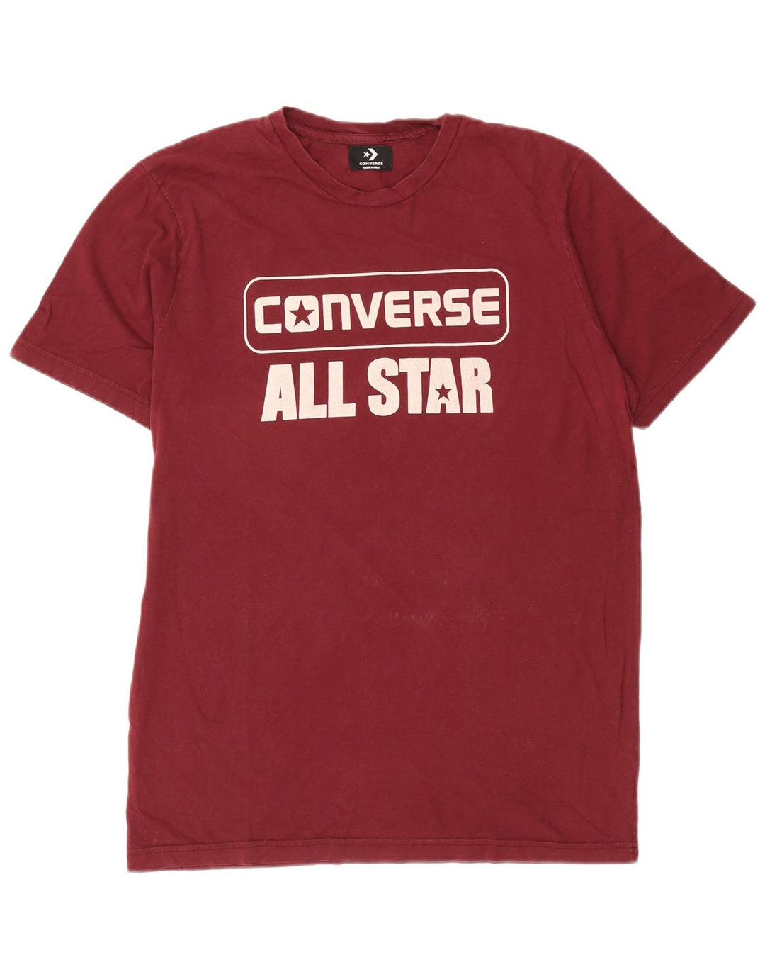 Converse Mens Graphic Camiseta Top Grande Algodão Borgonha