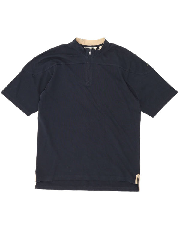 Orvis Camiseta masculina com zíper 1/4 Top médio algodão azul marinho