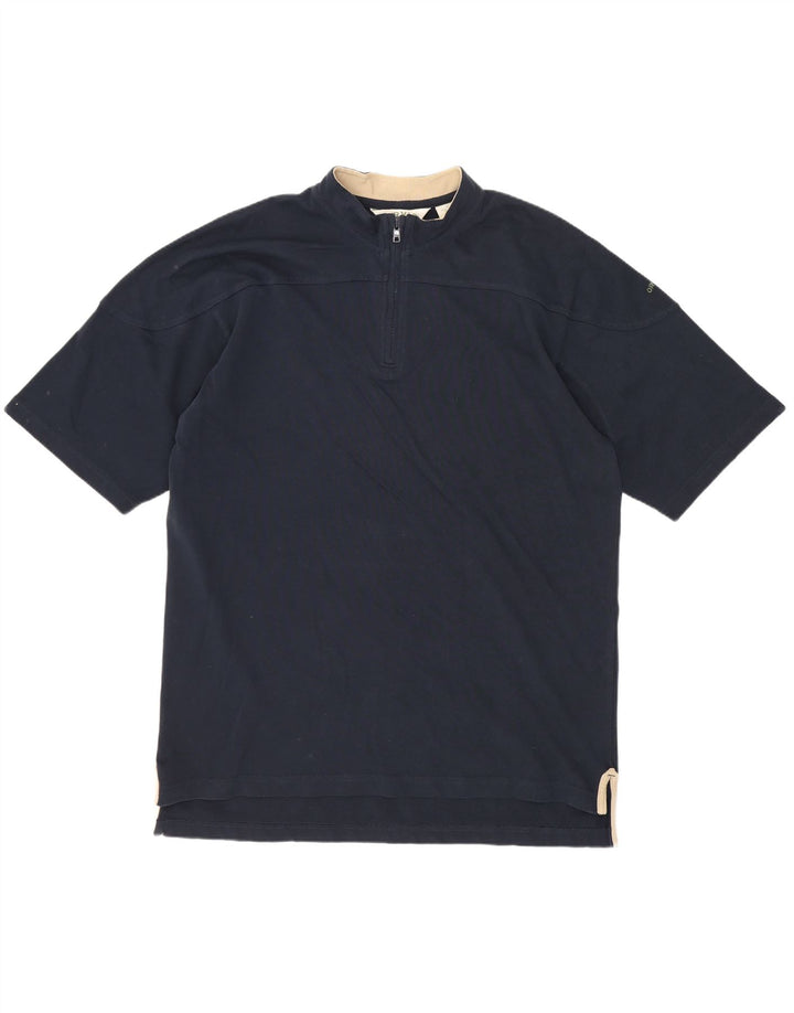 Orvis Camiseta masculina com zíper 1/4 Top médio algodão azul marinho