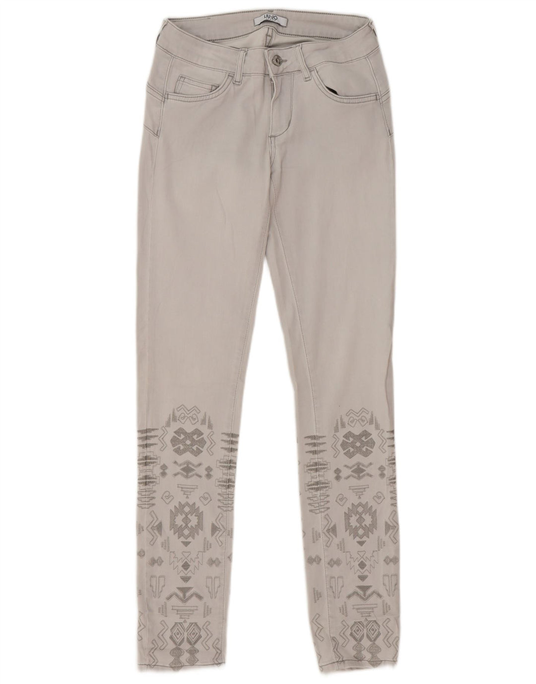 Liu Jo Jeans Slim Feminino W28 L31 Cinza Geométrico