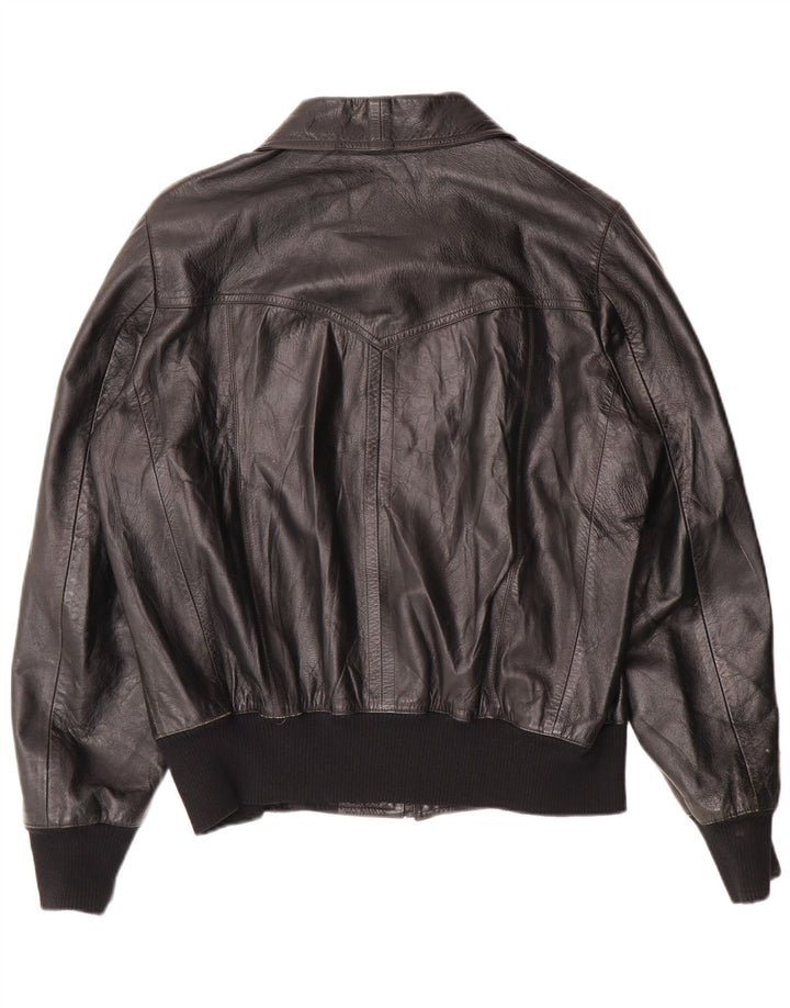 Jaqueta de couro masculina vintage UK 38 média preta clássica