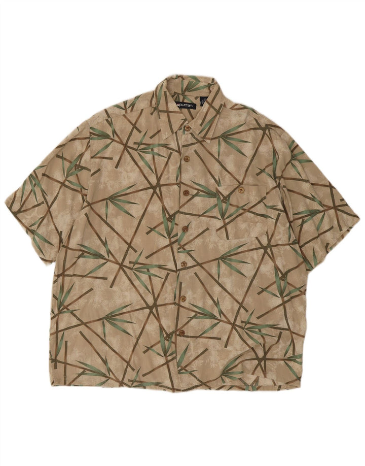 Camisa masculina Puritan Abstract Padrão manga curta tamanho 42/44 grande bege