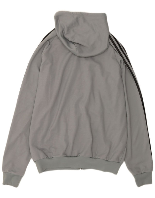 Suéter masculino Adidas com capuz e zíper gráfico grande cinza colorblock algodão