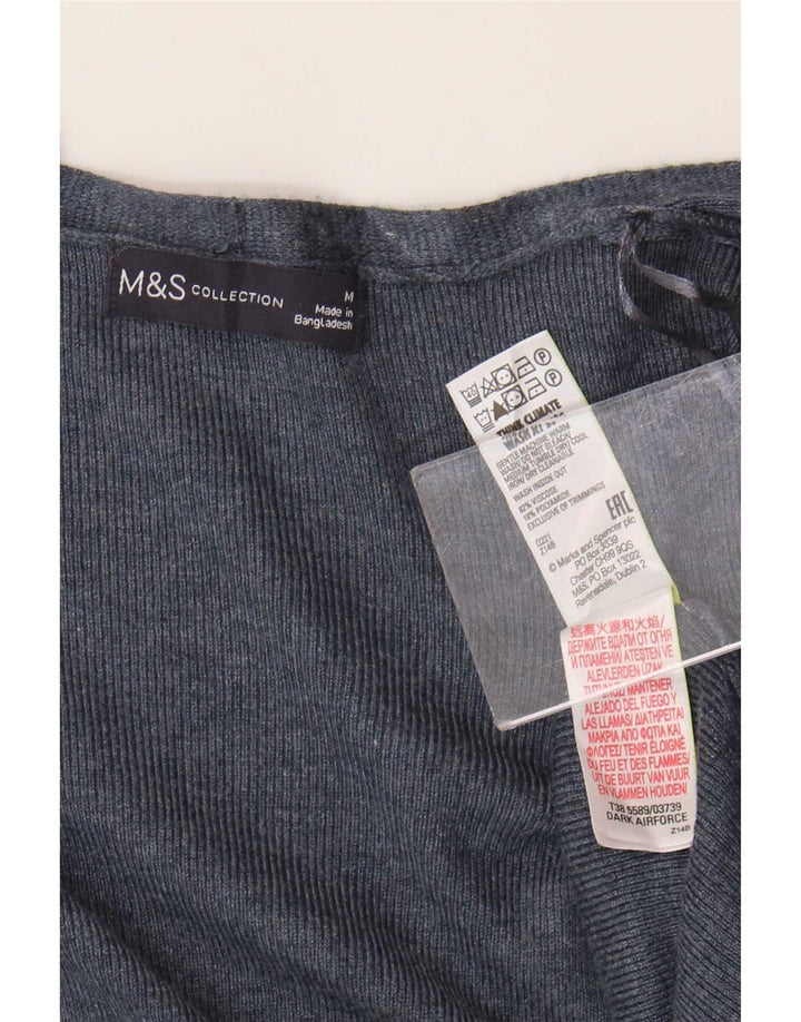 Suéter cardigã feminino Longline da Marks & Spencer Reino Unido 14 médio azul marinho