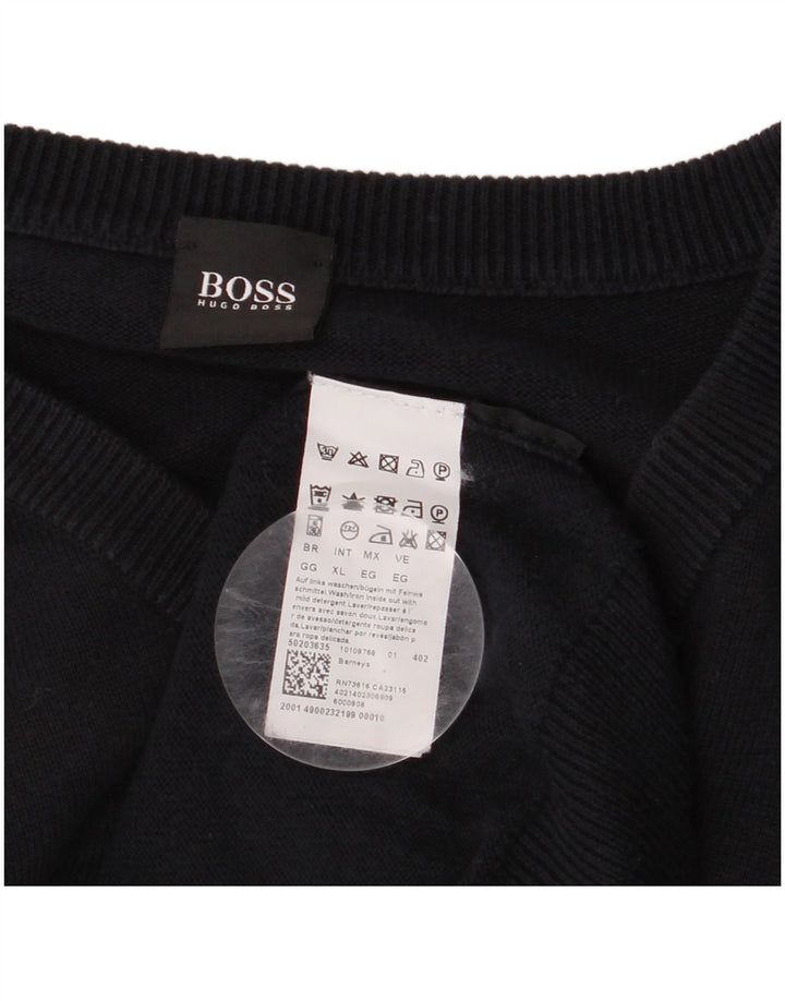 Suéter masculino HUGO BOSS com decote em V XL azul marinho algodão
