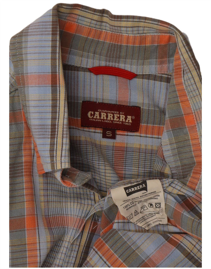 Camisa masculina CARRERA pequena xadrez azul de algodão