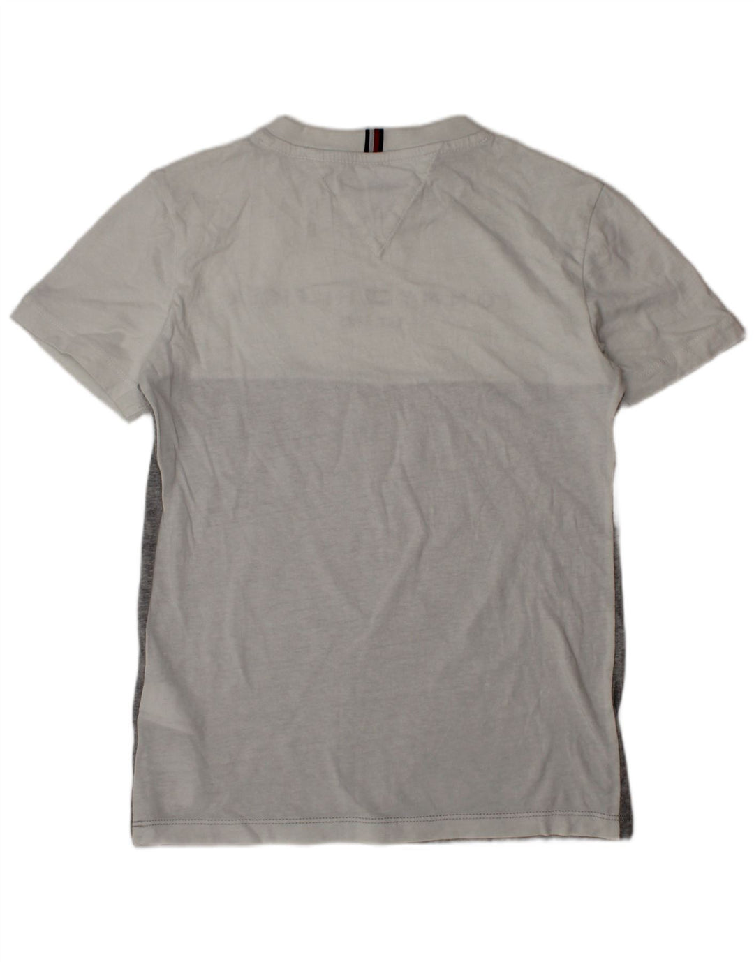 TOMMY HILFIGER Camiseta gráfica masculina 9-10 anos cinza algodão colorblock
