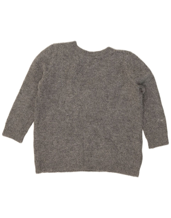 Zara Suéter feminino gráfico com decote em V Reino Unido 10 pequeno cinza