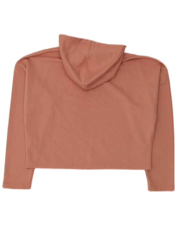 PUMA feminino oversized crop gráfico moletom com capuz UK 12 médio rosa