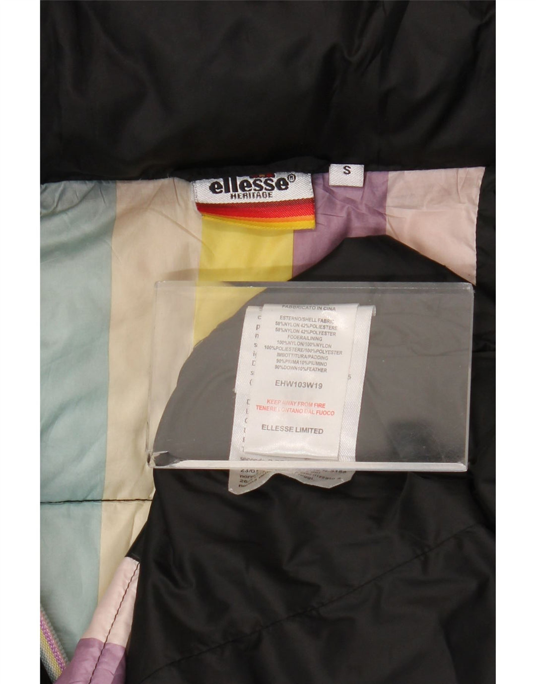Jaqueta feminina acolchoada com capuz Ellesse Heritage UK 10 pequena preta nylon
