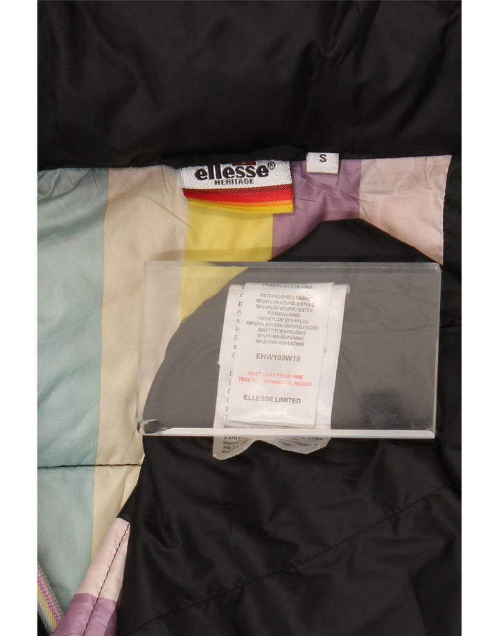 Jaqueta feminina acolchoada com capuz Ellesse Heritage UK 10 pequena preta nylon